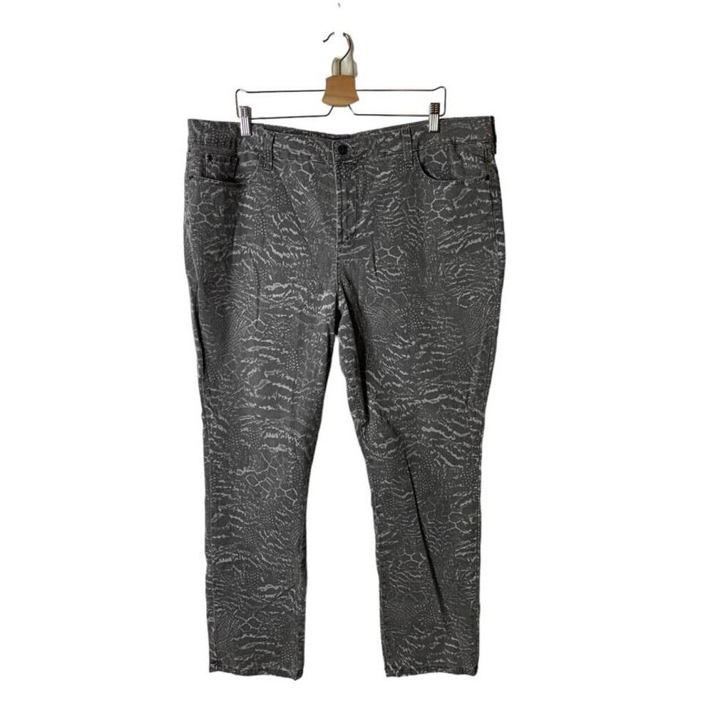 NYDJ Plus Size 22W Gray Animal Printed Stretch Denim High Waist Skinny Jeans